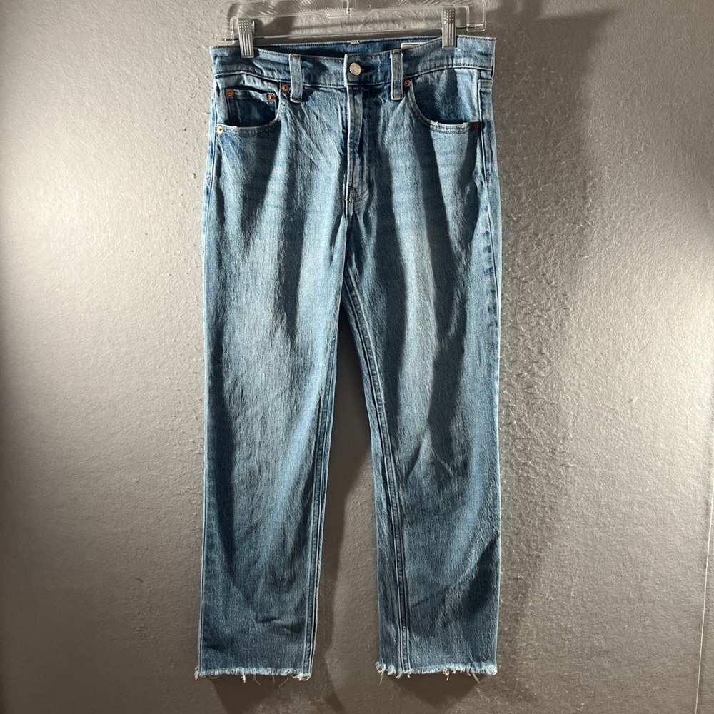 903 | Gap 90s High Rise Straight Leg Raw Hem Jeans Medium Wash Womens W27 L26